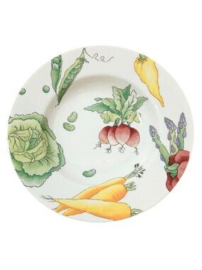 CRATE & BARREL Serving dish/bowl Vegetable medley Garden Cream Colorful Like new